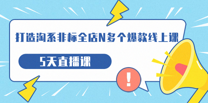 （7343期）打造-淘系-非标全店N多个爆款线上课，5天直播课（19期）(全面解析淘系非标全店爆款打造策略)