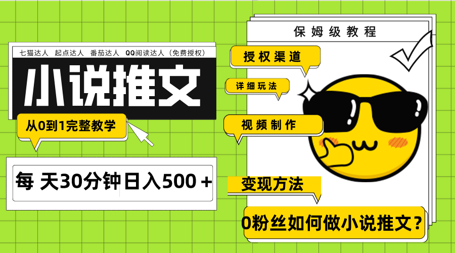 （7912期）Ai小说推文每天20分钟日入500＋授权渠道 引流变现 从0到1完整教学（7节课）(探索AI小说推文7节课教你从零开始实现日入500＋)