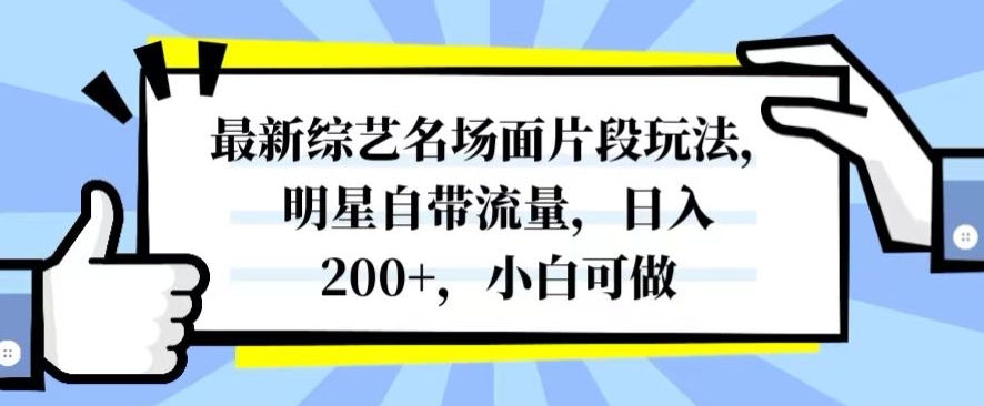 mp5194期-最新综艺名场面片段玩法，明星自带流量，日入200+，小白可做【揭秘】(揭秘最新综艺名场面片段玩法，小白也能日入200+)