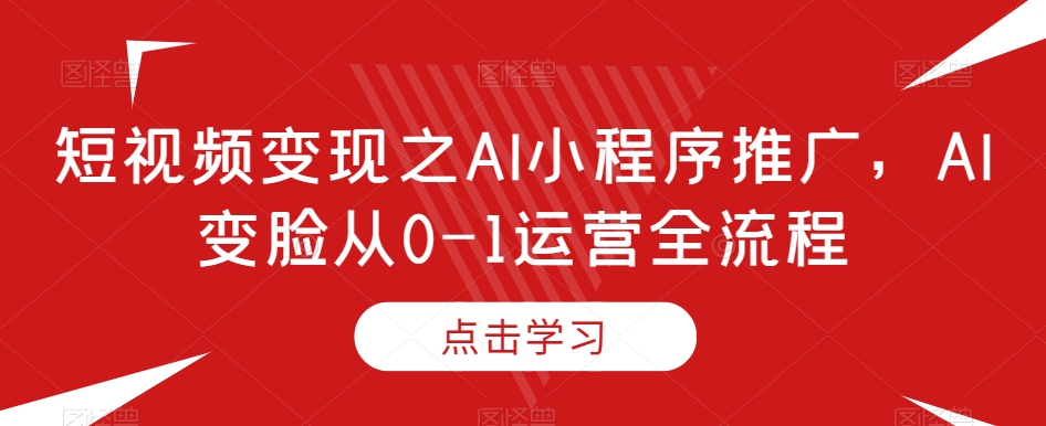 mp5356期-短视频变现之AI小程序推广，AI变脸从0-1运营全流程(探索短视频变现之道AI小程序推广与变脸运营技巧)