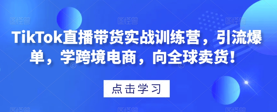 mp5562期-TikTok直播带货实战训练营，引流爆单，学跨境电商，向全球卖货！(全面解析TikTok直播带货实战技巧与策略)