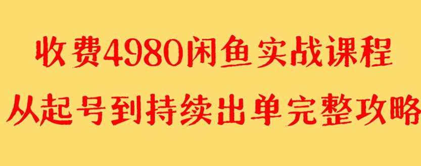 （8359期）外面收费4980闲鱼无货源实战教程 单号4000+(揭秘闲鱼无货源项目实战教程助你月入4000+)