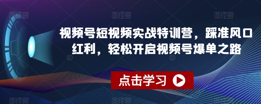 mp5871期-视频号短视频实战特训营，踩准风口红利，轻松开启视频号爆单之路