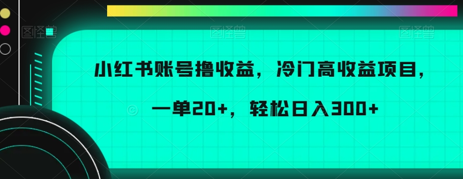 mp5926期-小红书账号撸收益，冷门高收益项目，一单20+，轻松日入300+