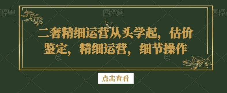 mp6107期-二奢精细运营从头学起，估价鉴定，精细运营，细节操作(二奢精细运营全攻略从估价鉴定到实操技巧一站式掌握)