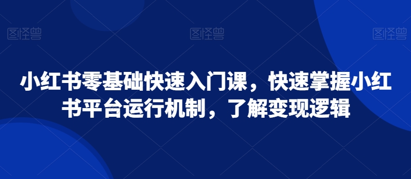 mp6250期-小红书零基础快速入门课，快速掌握小红书平台运行机制，了解变现逻辑
