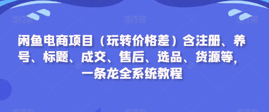 mp6481期-闲鱼电商项目（玩转价格差）含注册、养号、标题、成交、售后、选品、货源等，一条龙全系统教程
