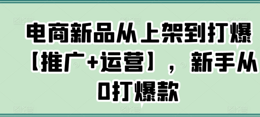 mp6723期-电商新品从上架到打爆【推广+运营】，新手从0打爆款