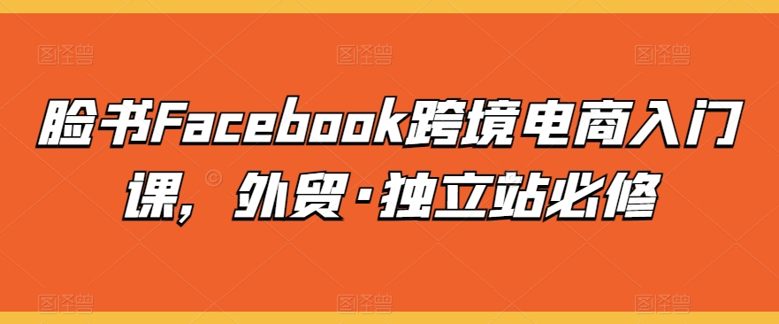 mp7836期-脸书Facebook跨境电商入门课，外贸·独立站必修