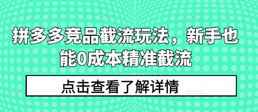 mp7864期-拼多多竞品截流玩法，新手也能0成本精准截流