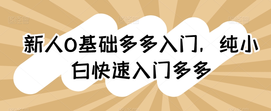 mp7866期-新人0基础多多入门，​纯小白快速入门多多