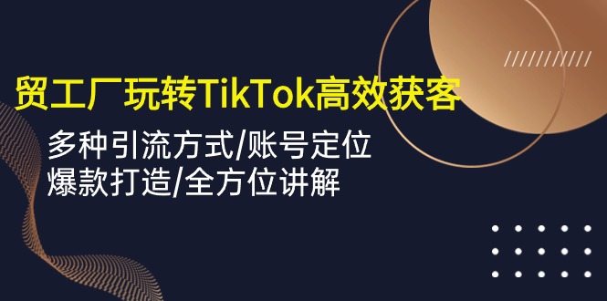 fy3798期-外贸工厂玩转TikTok高效获客，多种引流方式/账号定位/爆款打造/全方位讲解