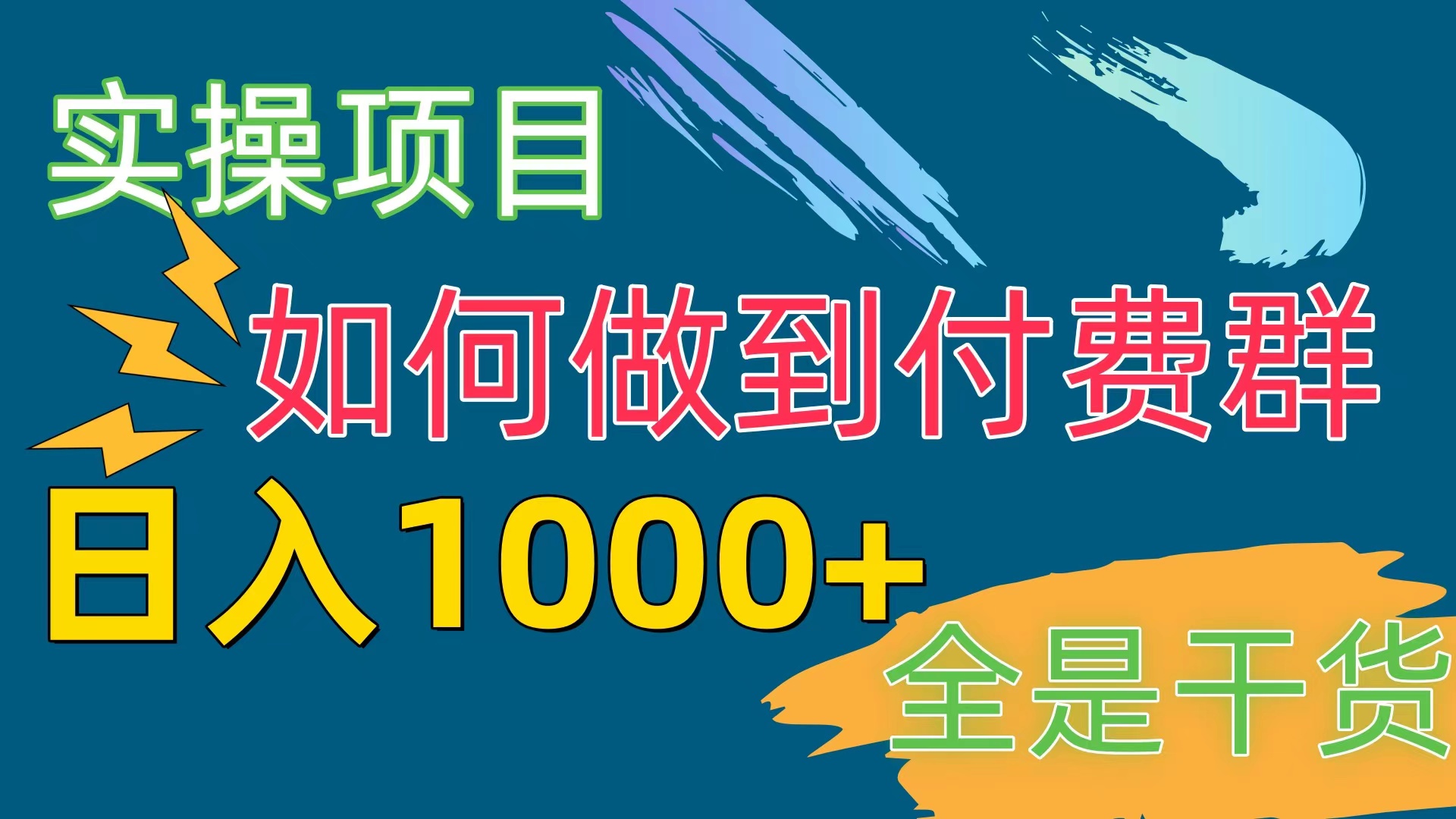 （10303期）付费群赛道，日入1000+