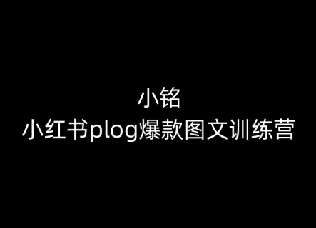 mp8011期-小铭-小红书plog爆款图文训练营，教你从0-1做小红书