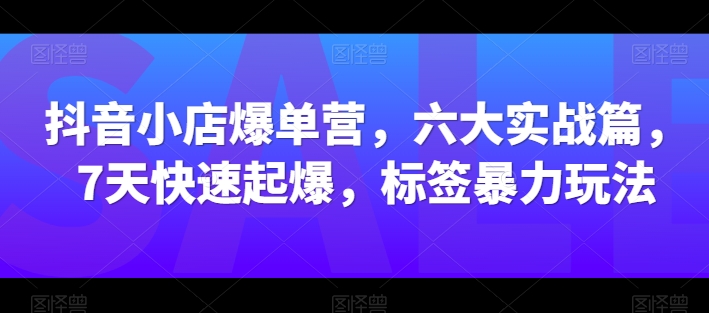 mp8058期-抖音小店爆单营，六大实战篇，7天快速起爆，标签暴力玩法