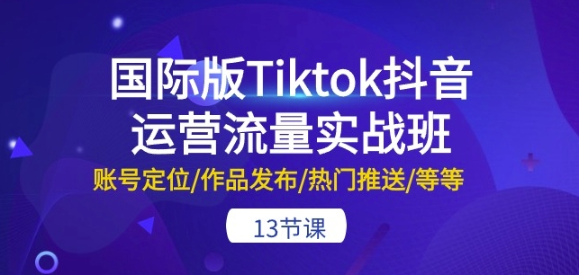 mp8118期-国际版Tiktok抖音运营流量实战班：账号定位/作品发布/热门推送/等等-13节