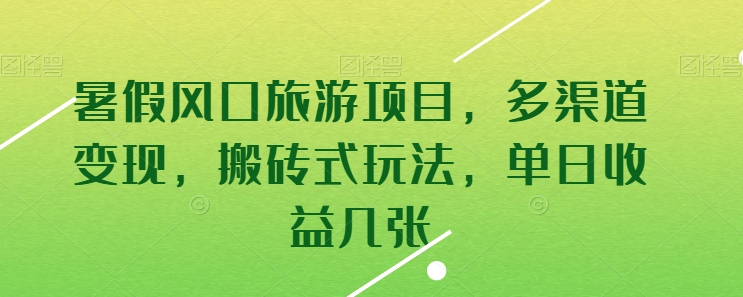 mp8150期-暑假风口旅游项目，多渠道变现，搬砖式玩法，单日收益几张