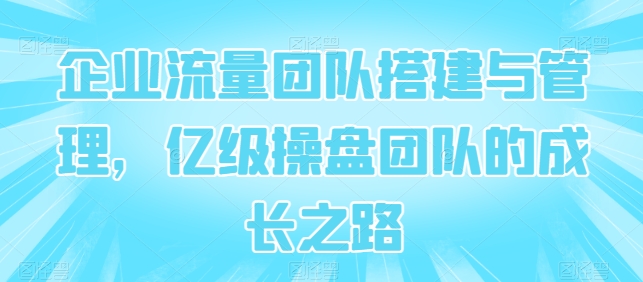 mp8186期-企业流量团队搭建与管理，亿级操盘团队的成长之路