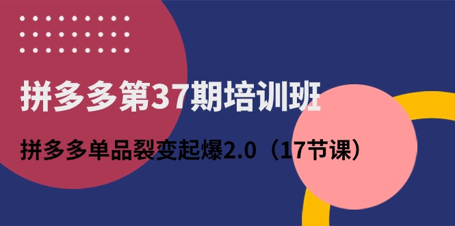 fy4108期-拼多多第37期培训班：拼多多单品裂变起爆2.0（17节课）