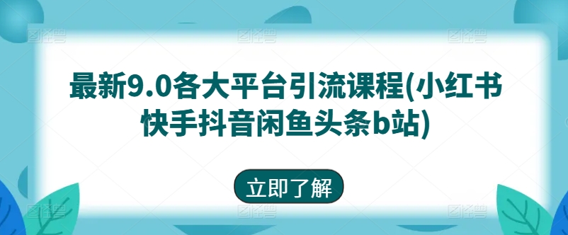 mp8219期-最新9.0各大平台引流课程(小红书快手抖音闲鱼头条b站)