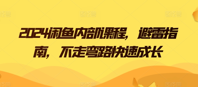 mp8236期-2024闲鱼内部课程，避雷指南，不走弯路快速成长