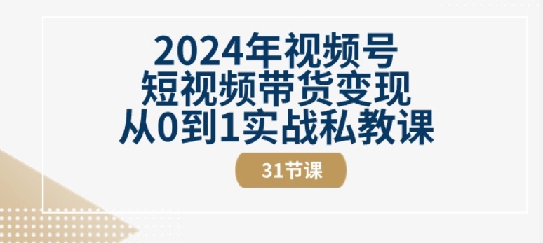 mp8265期-2024年视频号短视频带货变现从0到1实战私教课(31节视频课)
