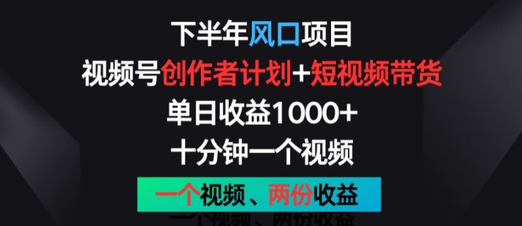 mp8527期-下半年风口项目，视频号创作者计划+视频带货，一个视频两份收益，十分钟一个视频