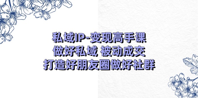 fy4322期-私域IP变现高手课：做好私域被动成交，打造好朋友圈做好社群（18节）