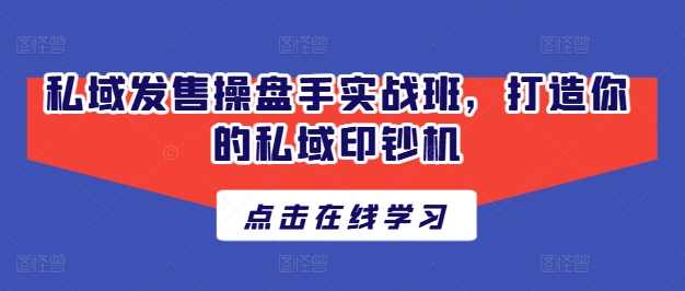 mp8771期-私域发售操盘手实战班，打造你的私域印钞机