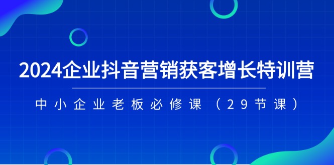 fy4397期-2024企业抖音营销获客增长特训营，中小企业老板必修课（29节课）