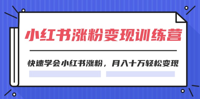fy4925期-2024小红书19天涨粉变现特训营，快速学会小红书涨粉，月入十万轻松变现（42节）