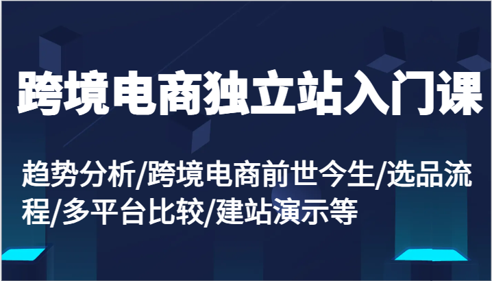fy5091期-跨境电商独立站入门课：趋势分析/跨境电商前世今生/选品流程/多平台比较/建站演示等