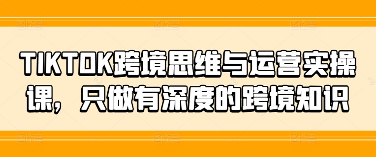 mp9788期-TIKTOK跨境思维与运营实操课，只做有深度的跨境知识
