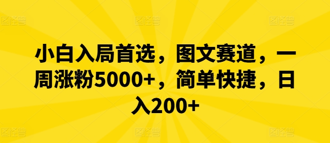 mp9929期-小白入局首选，图文赛道，一周涨粉5000+，简单快捷，日入200+