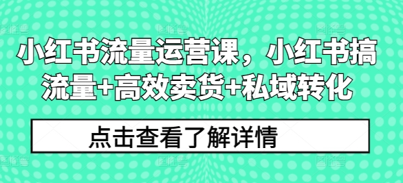 mp10425期-小红书流量运营课，小红书搞流量+高效卖货+私域转化