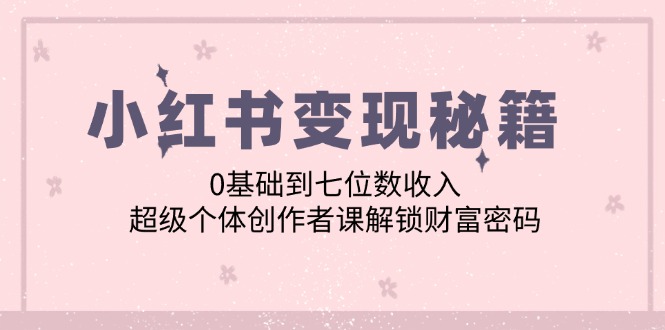 fy6480期-小红书变现秘籍：0基础到七位数收入，超级个体创作者课解锁财富密码
