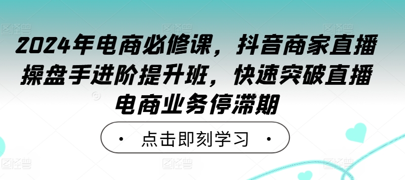 mp11047期-2024年电商必修课，抖音商家直播操盘手进阶提升班，快速突破直播电商业务停滞期