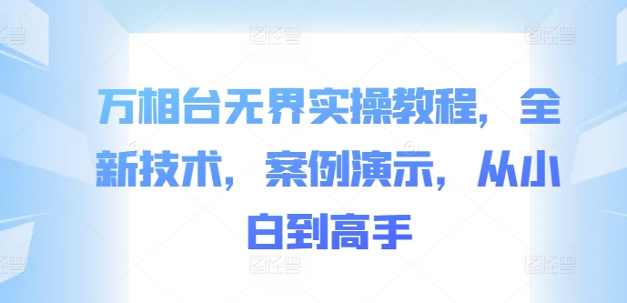 mp11546期-万相台无界实操教程，全新技术，案例演示，从小白到高手