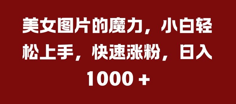 mp12337期-美女图片的魔力，小白轻松上手，快速涨粉，日入几张