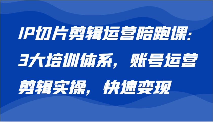 fy8002期-IP切片剪辑运营陪跑课，3大培训体系：账号运营 剪辑实操 快速变现