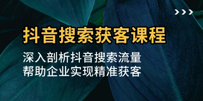抖音搜索获客课程:深入剖析抖音搜索流量,帮助企业实现精准获客-AIGC资源中心