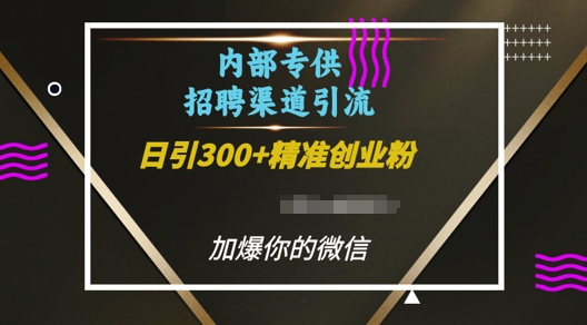mp13764期-内部招聘渠道日引流300+创业粉，加爆你的微信
