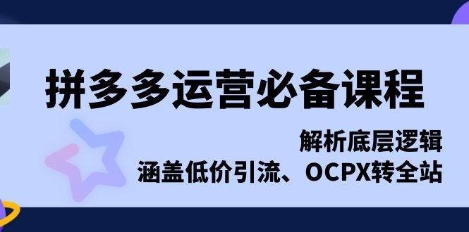 fy9372期-拼多多运营必备课程，解析底层逻辑，涵盖低价引流、OCPX转全站