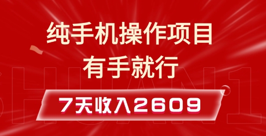 mp14284期-纯手机操作的小项目，有手就能做，7天收入2609+实操教程