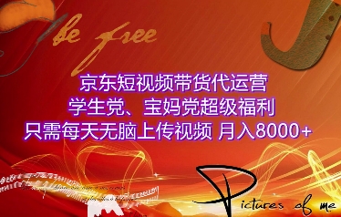 mp14319期-京东短视频带货代运营，学生党、宝妈党超级福利，只需每天无脑上传视频，月入8000+【仅揭秘】