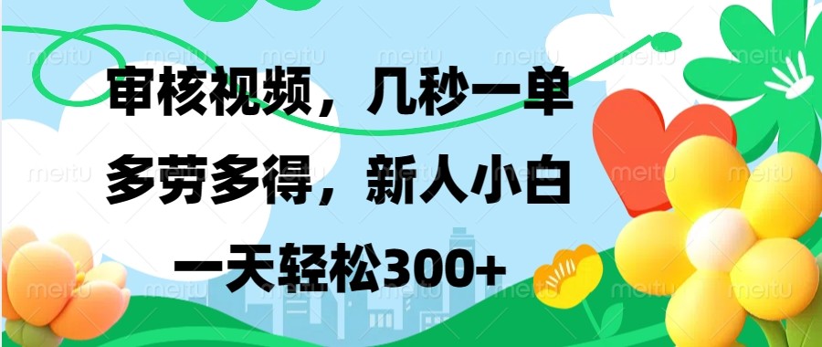 fy9695期-审核视频，几秒一单，多劳多得，新人小白一天轻松300+