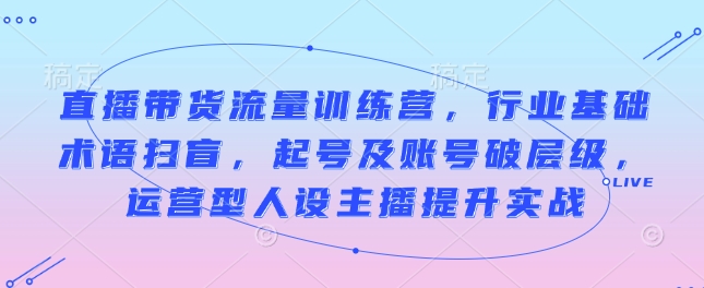 mp14809期-直播带货流量训练营，行业基础术语扫盲，起号及账号破层级，运营型人设主播提升实战