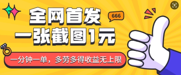 mp14889期-全网首发，一张截图1块钱，一分钟一单，多劳多得，收益无上限