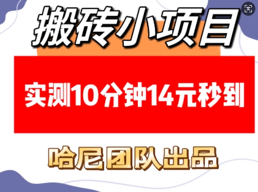 mp15092期-搬砖小项目，实测10分钟14元秒到，每天稳定几张(赠送必看稳定)