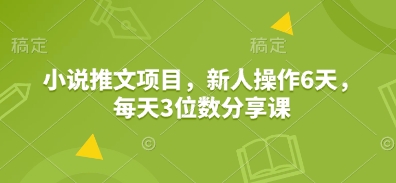 mp15341期-小说推文项目，新人操作6天，每天3位数分享课